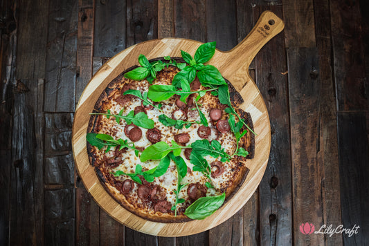 lily craft pizza board round pizza cutting board oak cheese board