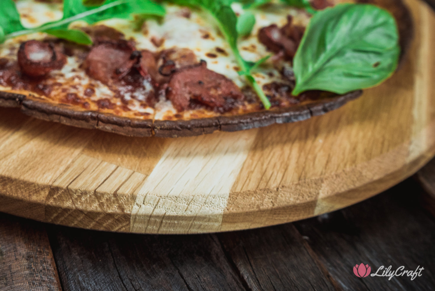 wooden pizza paddle board