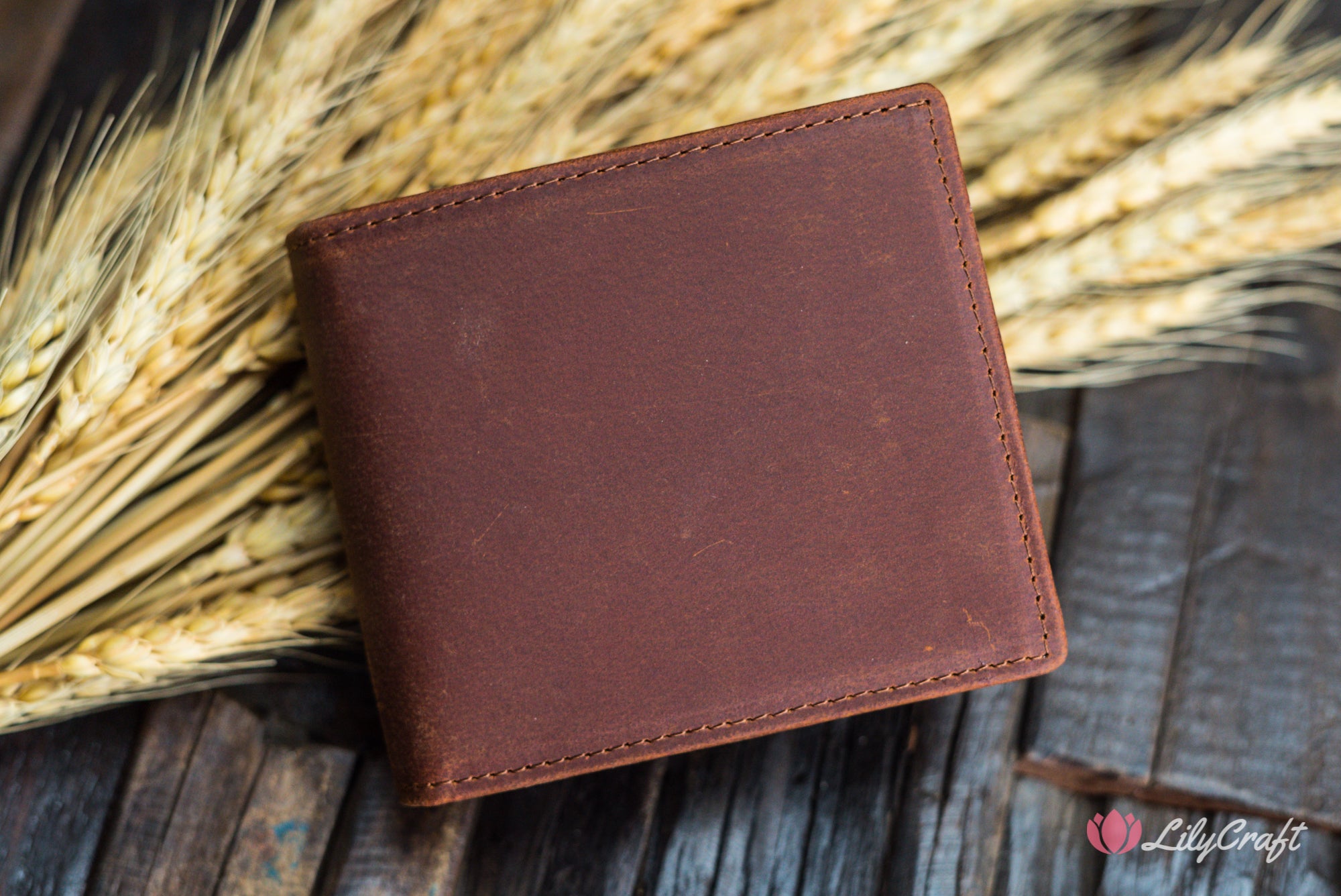 brown mens bifold leather wallet