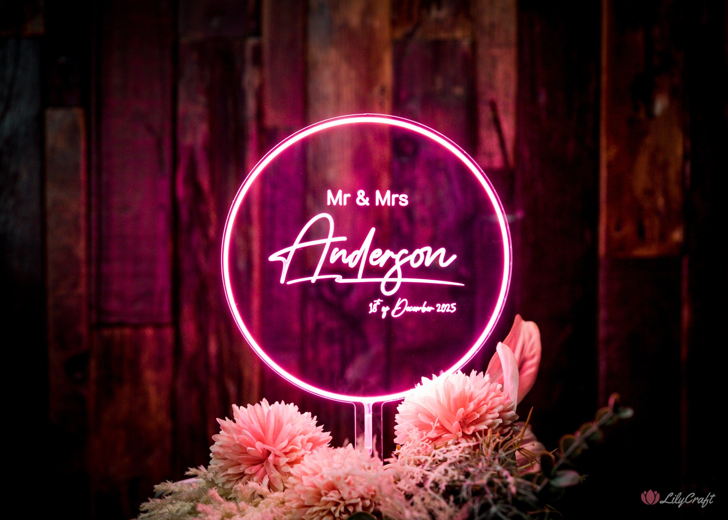 light up pink cake toppers