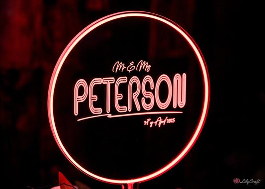 Red neon cake sign light up wedding cake topper