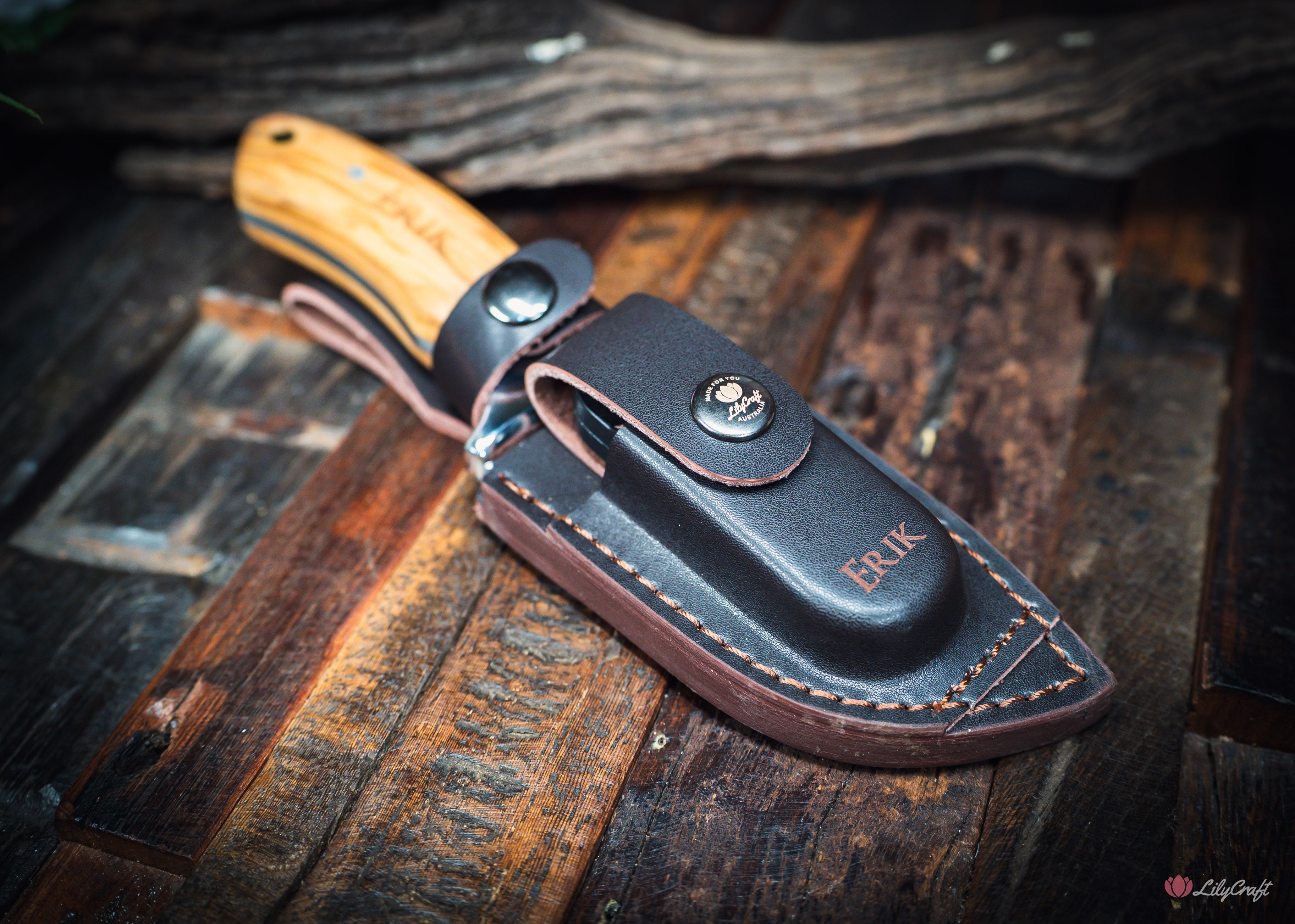 gut hook knife with sharpener and pouch hunting knife