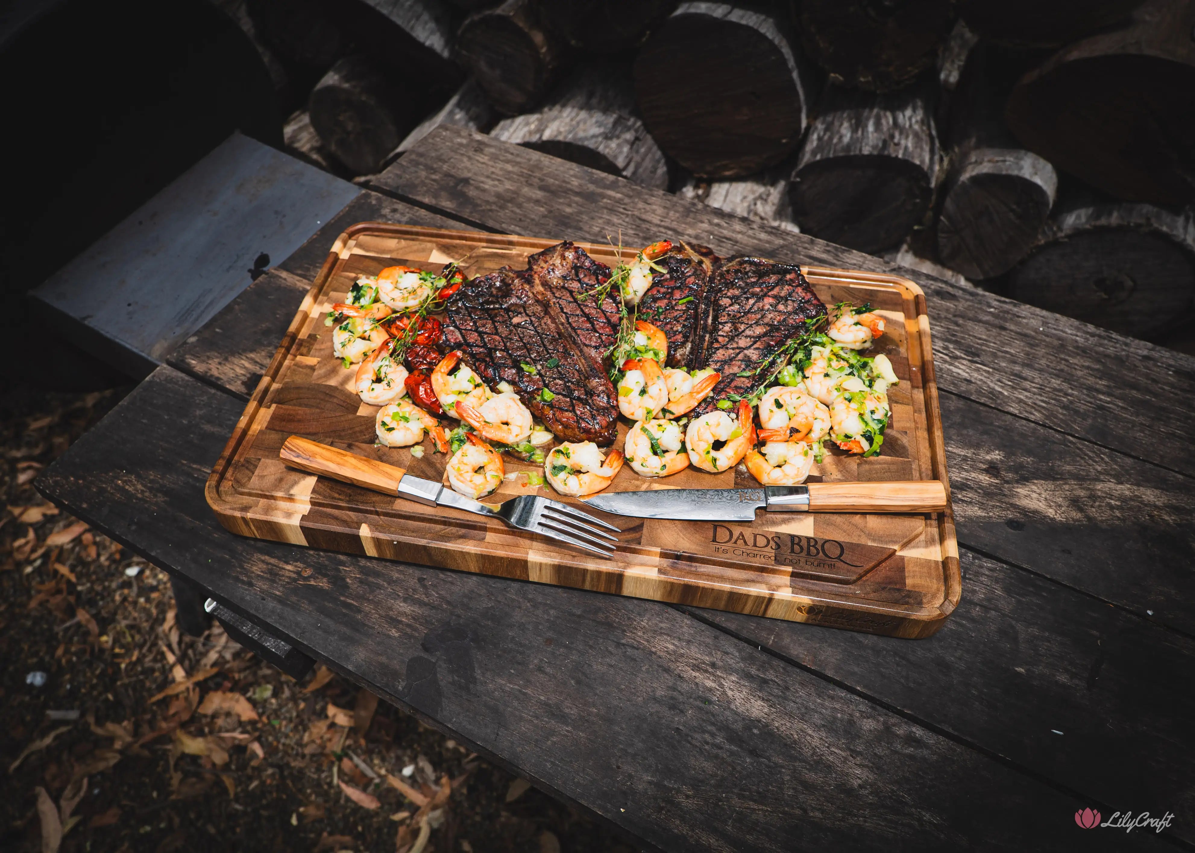 Large timber board for slicing Christmas ham