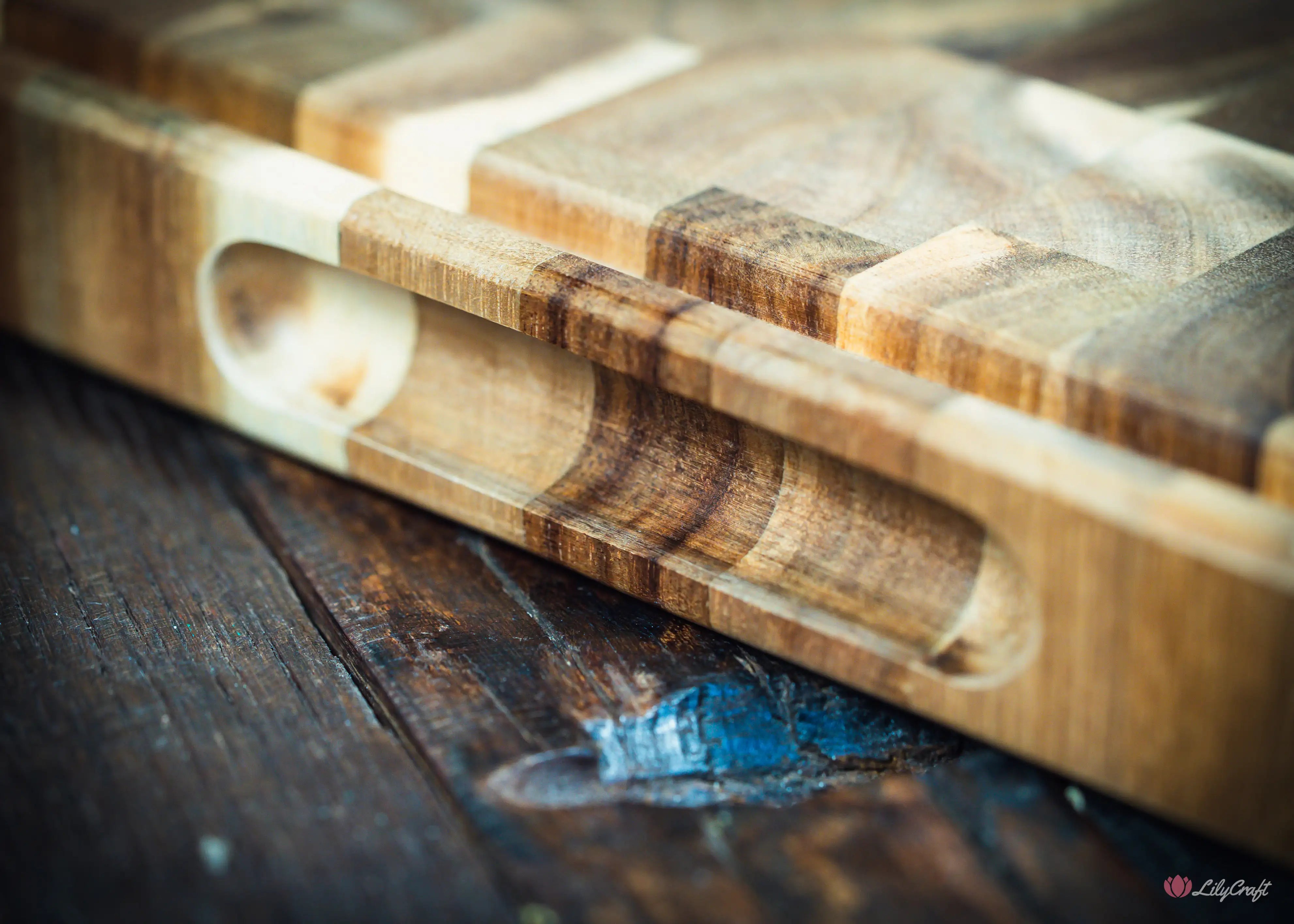 Premium acacia end grain board for smoking meat