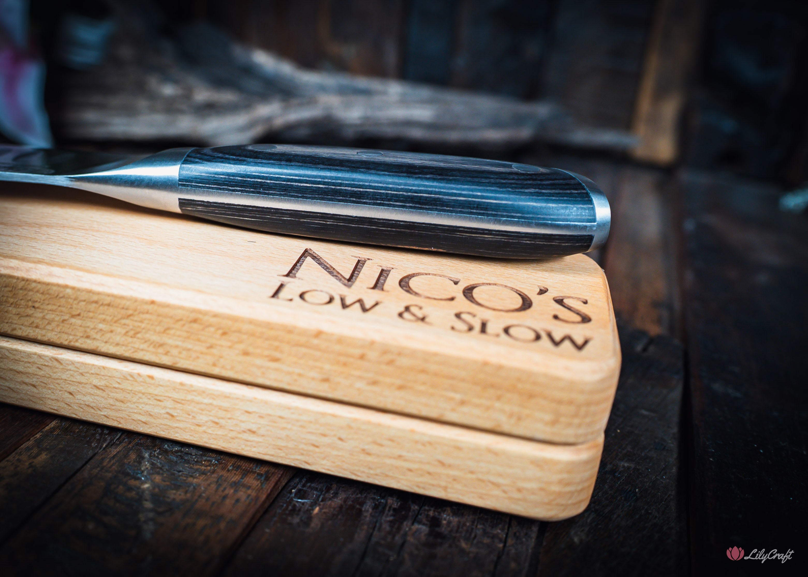 Personalised gift for smoker guys long meat slicer with custom laser name