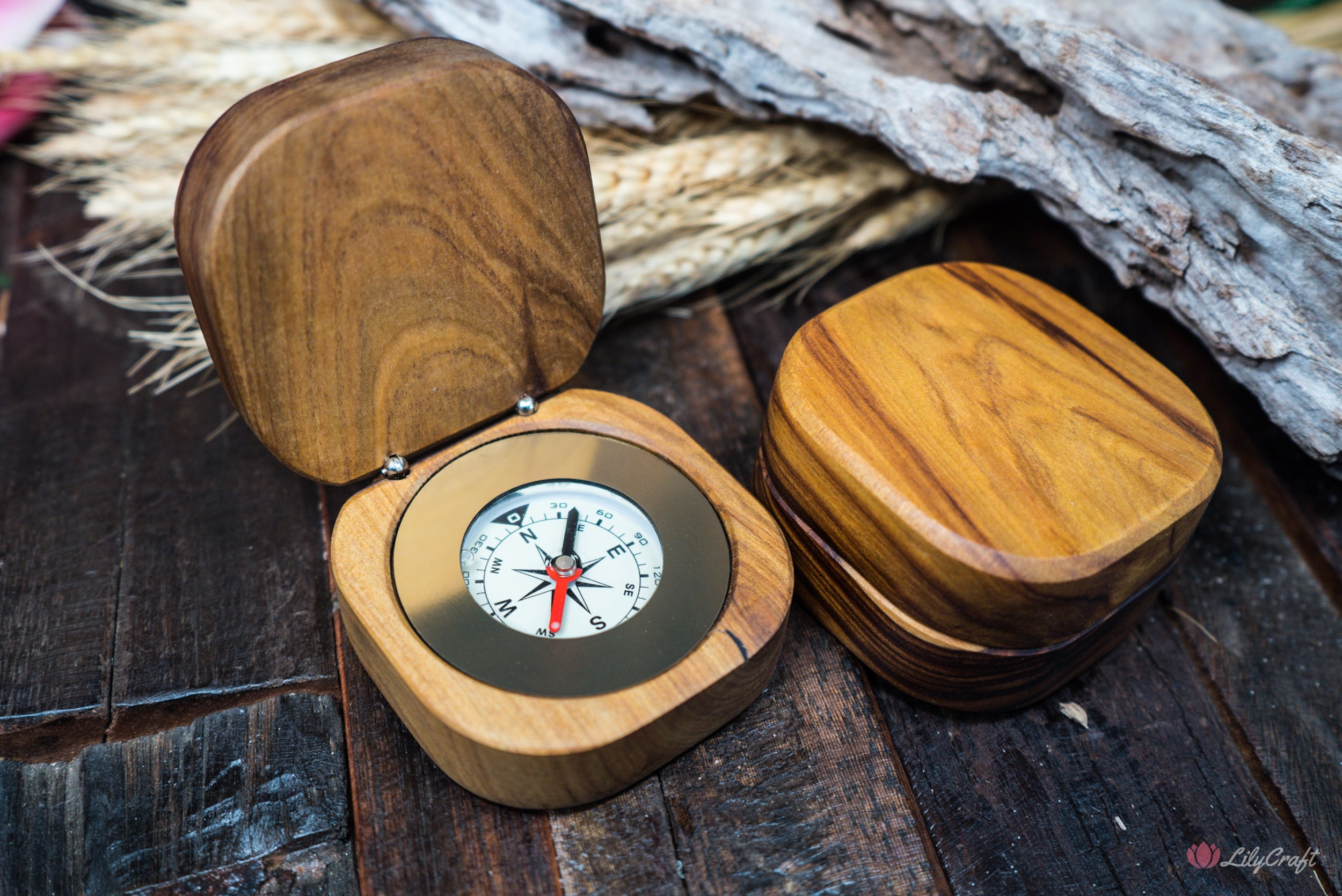 Engraved wooden compass for a special occasion cypress