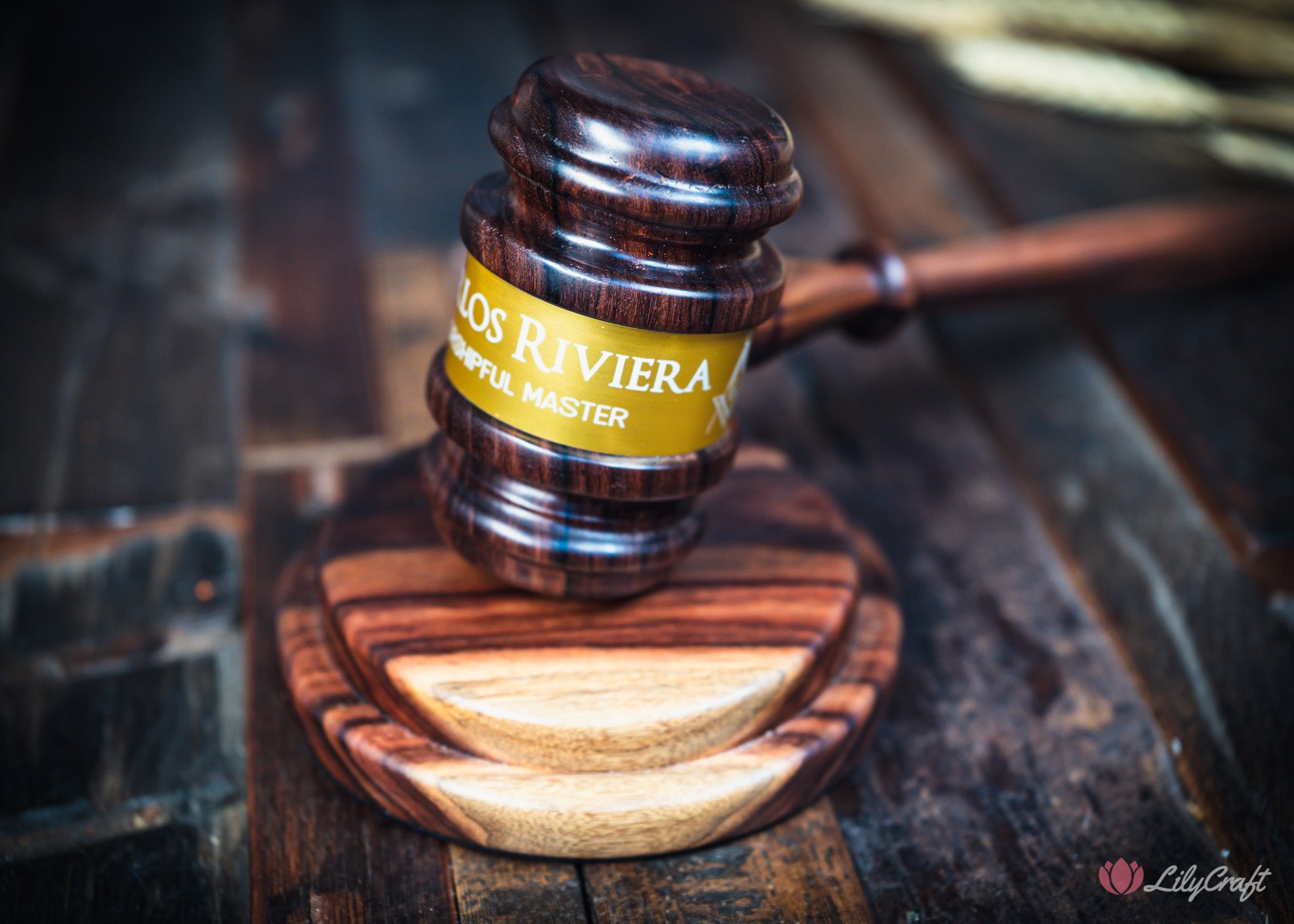 personalised board chair gavel with block