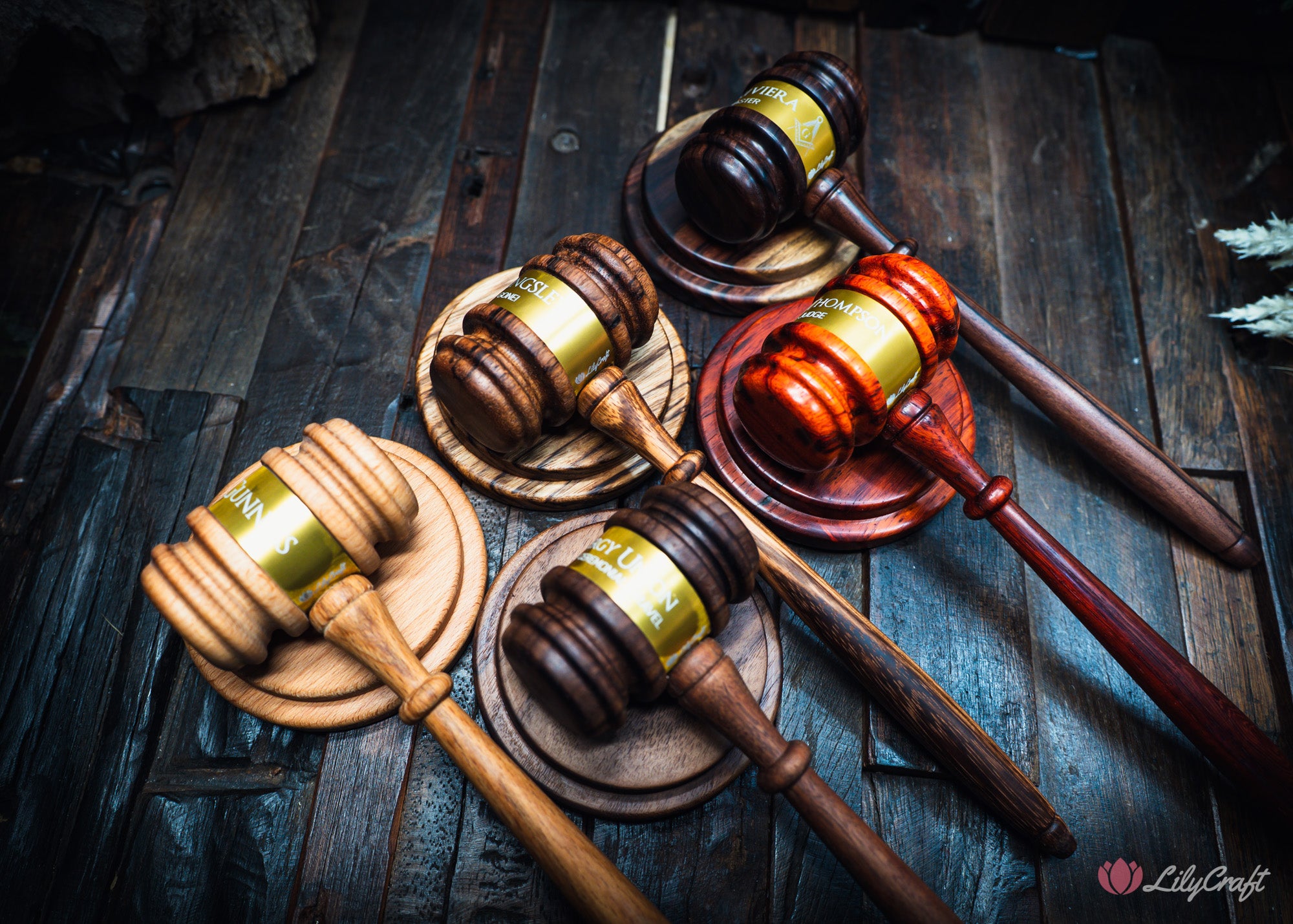auction hammer gavel set with custom engraving