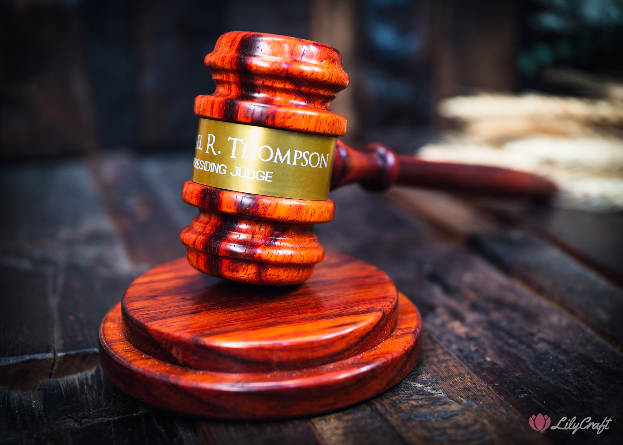 wooden judge gavel set