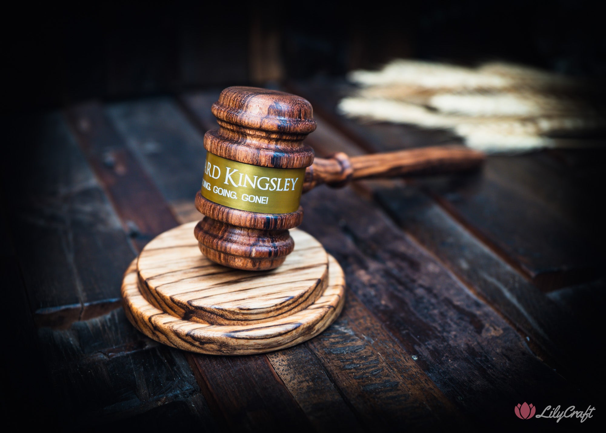 engraved recognition gavel zebra wood