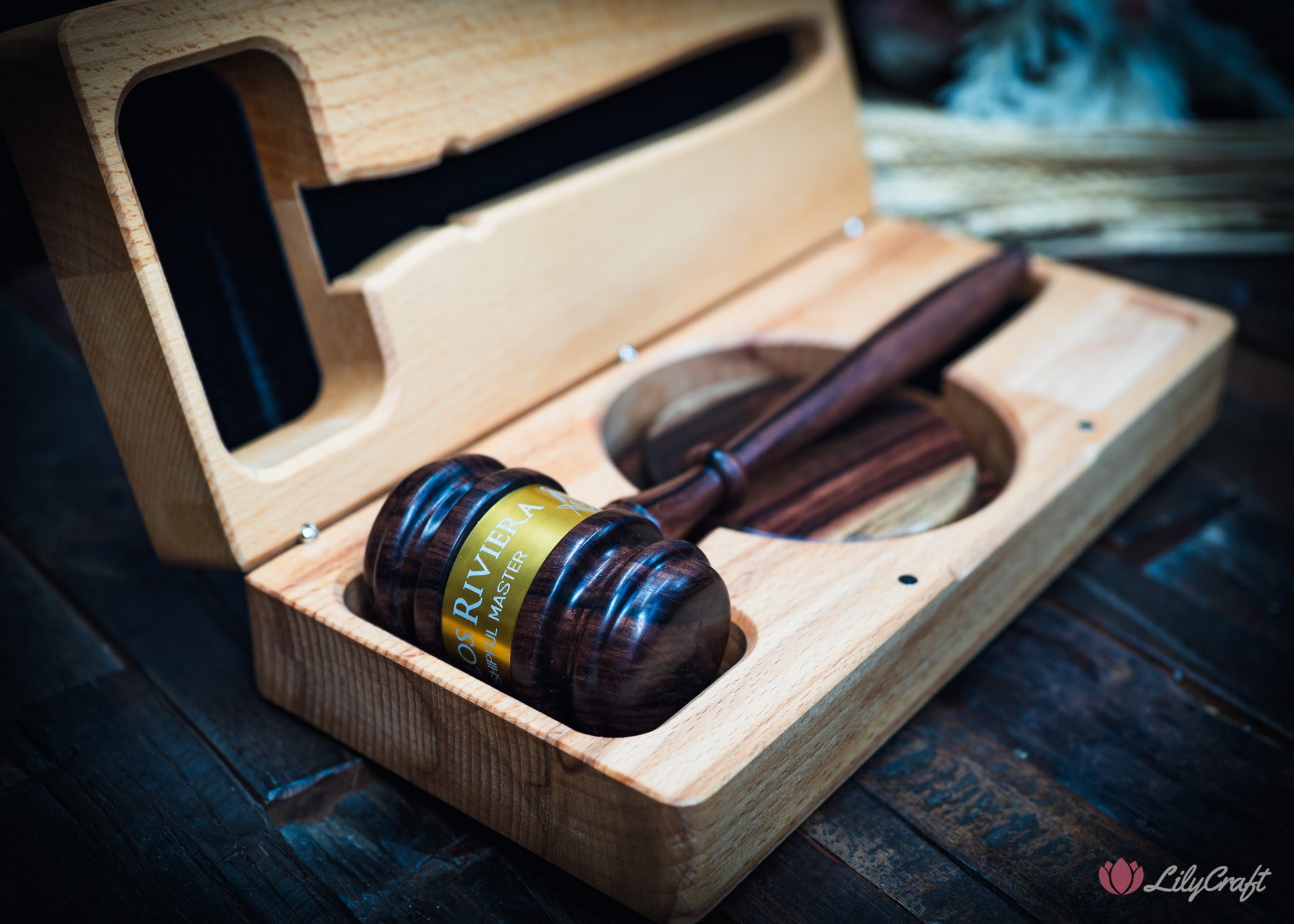 engraved auctioneer gift gavel in presentation box
