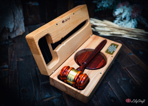 personalised auctioneer’s wooden gavel gift for retirement