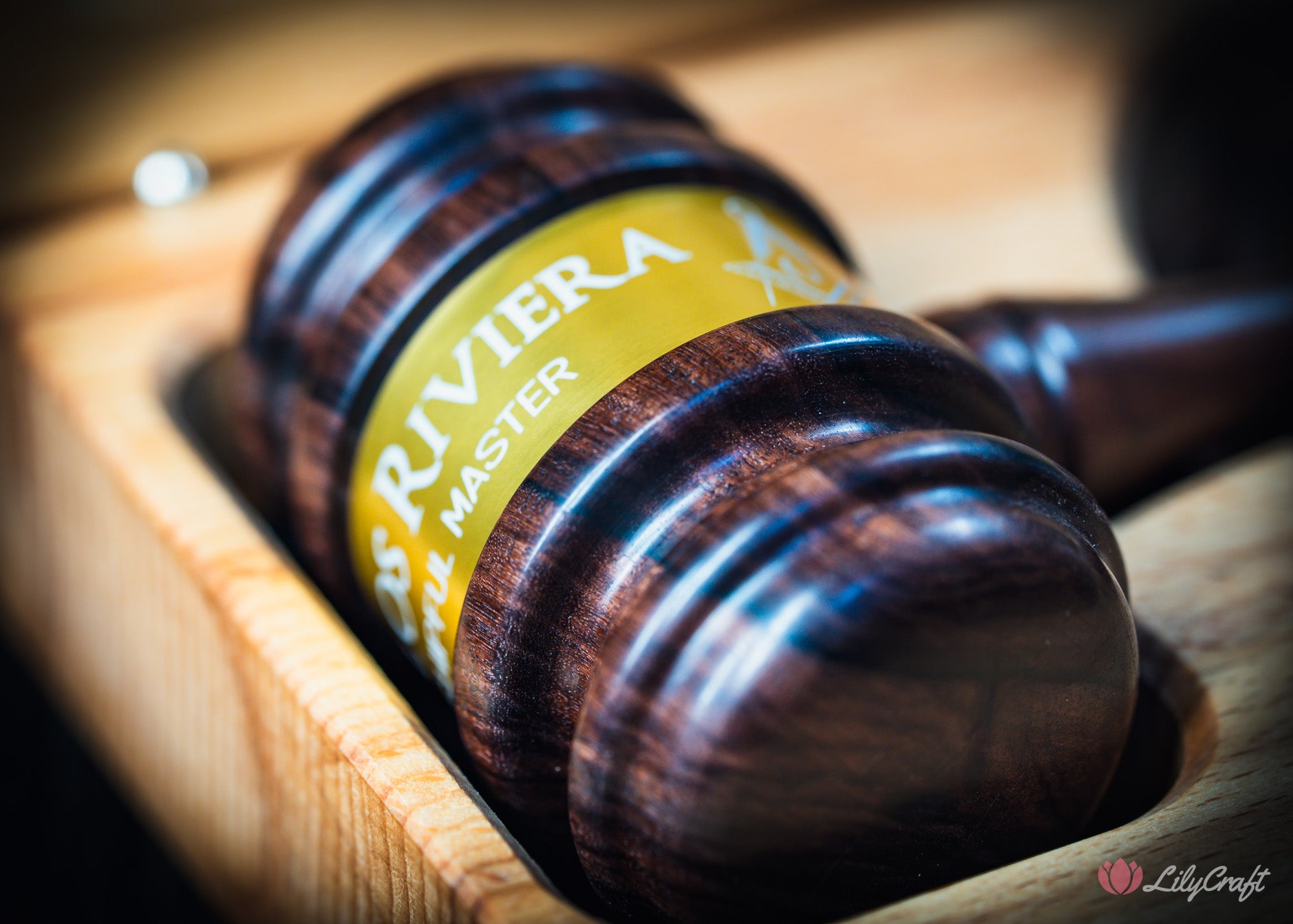 engraved auction gavel with sound block