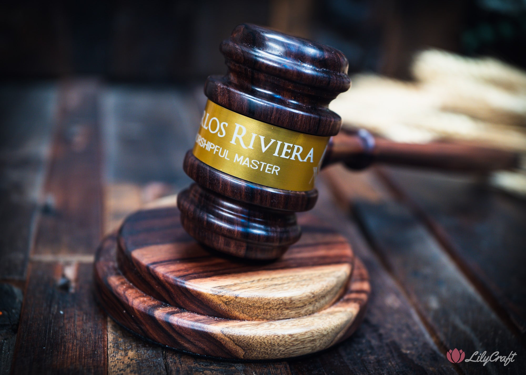 custom courtroom gavel gift with engraved title band