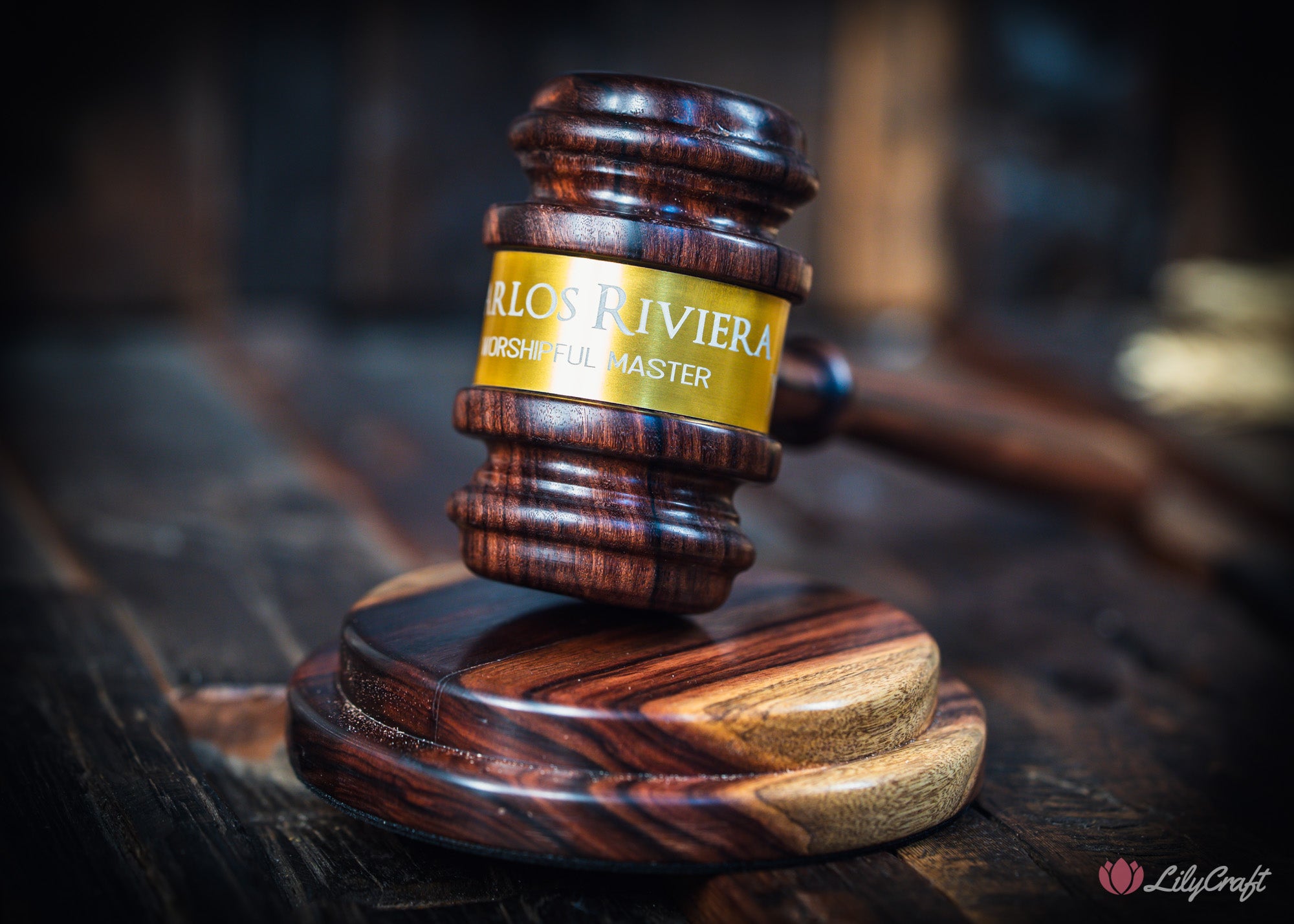 engraved exotic timber gavel gift