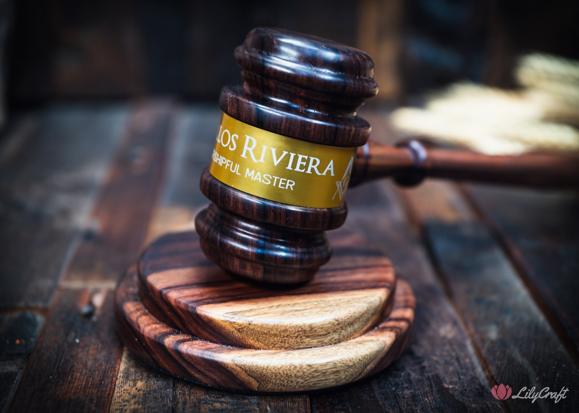 personalised engraved gavel with matching block for judge