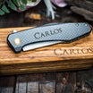 Carbon fiber flipper knife – lightweight and durable with wooden gift box