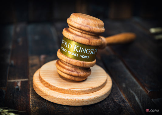 wooden auctioneers gavel personalised australia light coloured beech wood