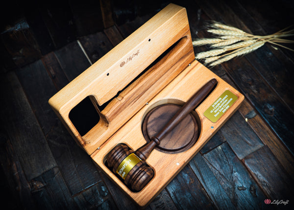 Walnut Gavel Personalised with wooden box