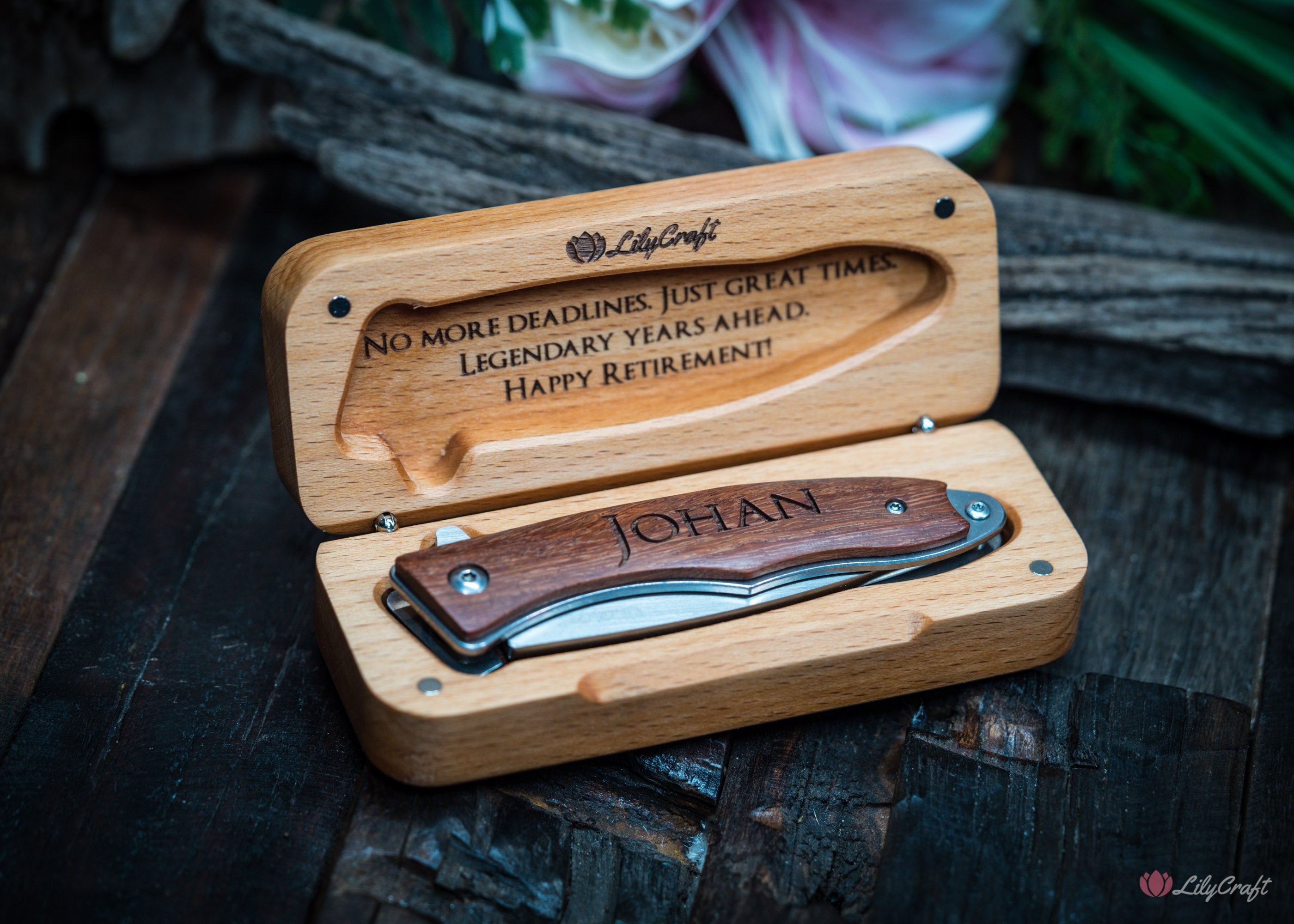 Custom engraved retirement gift pocket knife