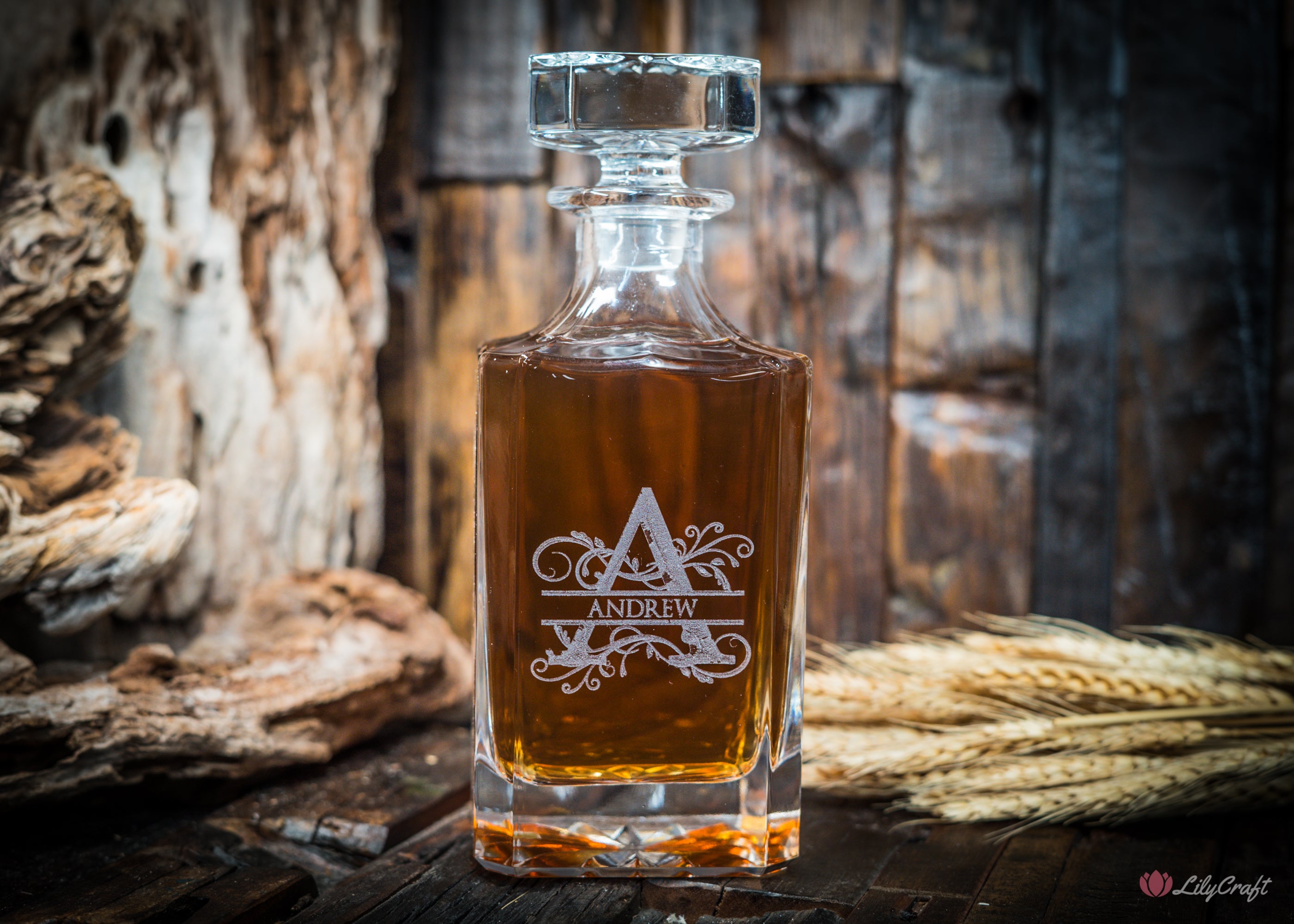 monogrammed whiskey decanter