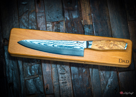 All-purpose kitchen knife with olive wood handle