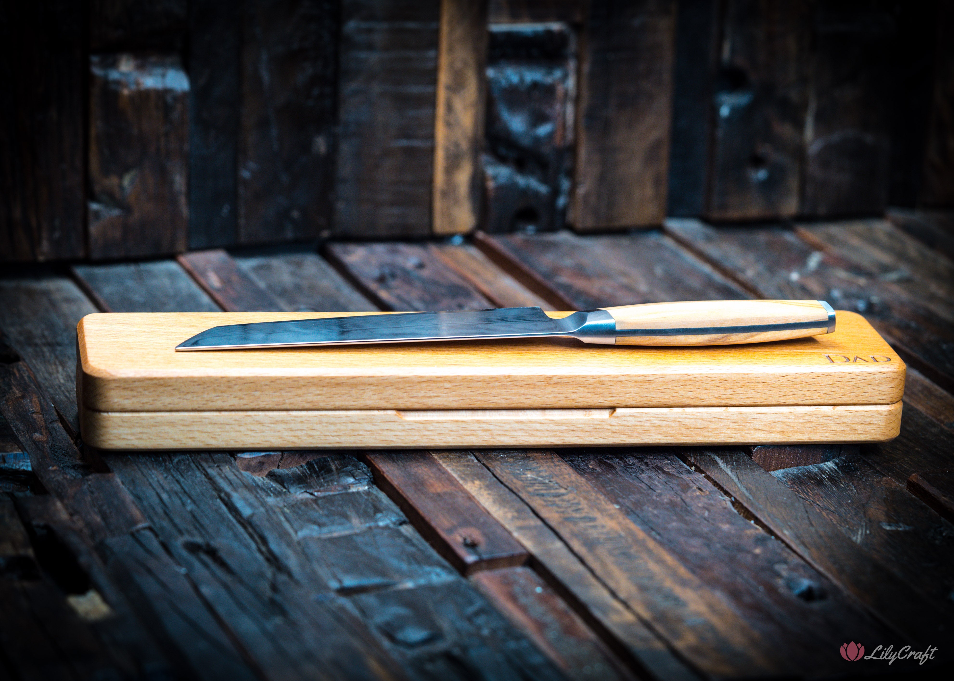 Premium vegetable prep knife with olive wood handle