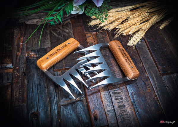 engraved bbq claws for pulling smoked pork and beef
