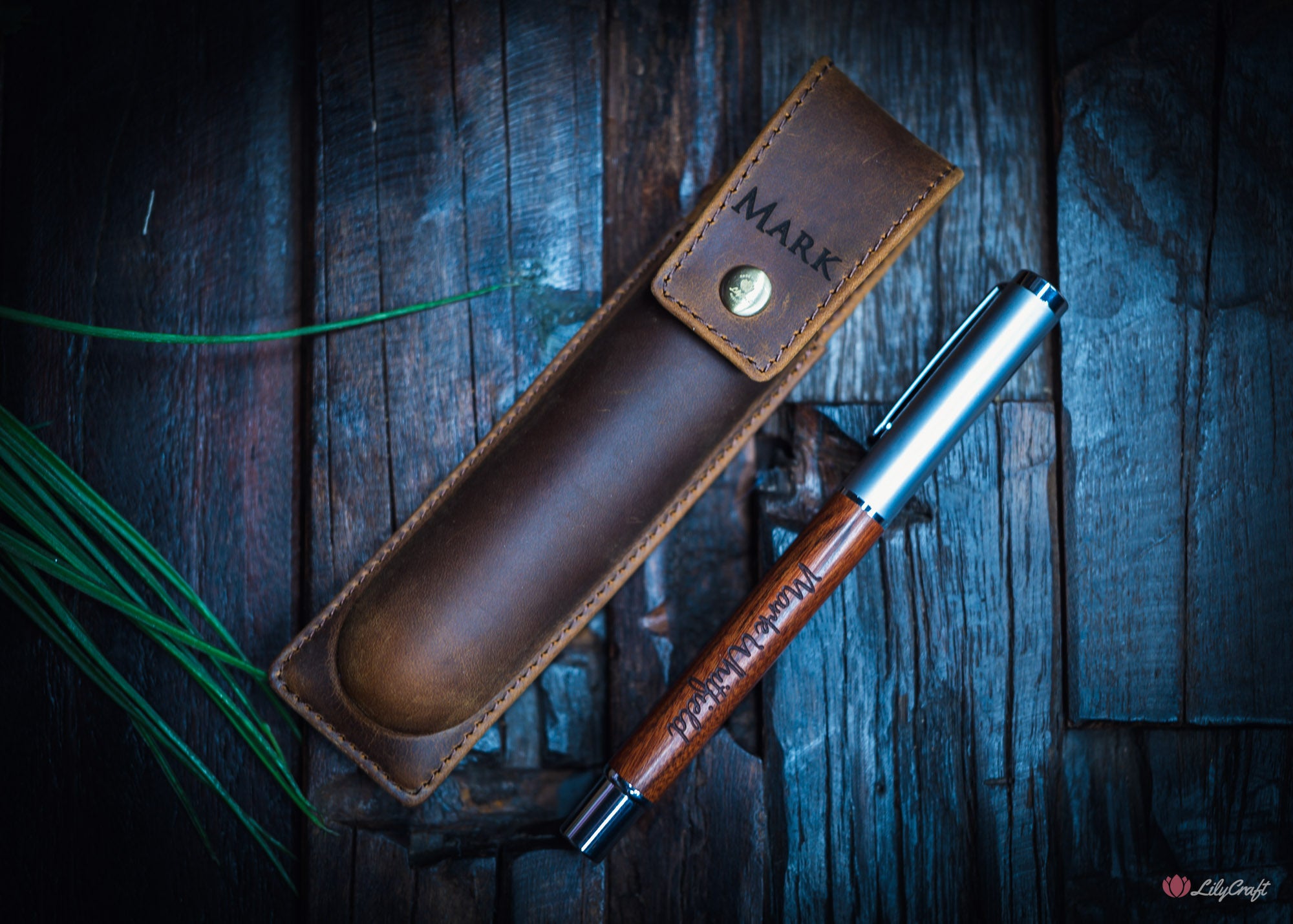 personalised rollerball pen and case