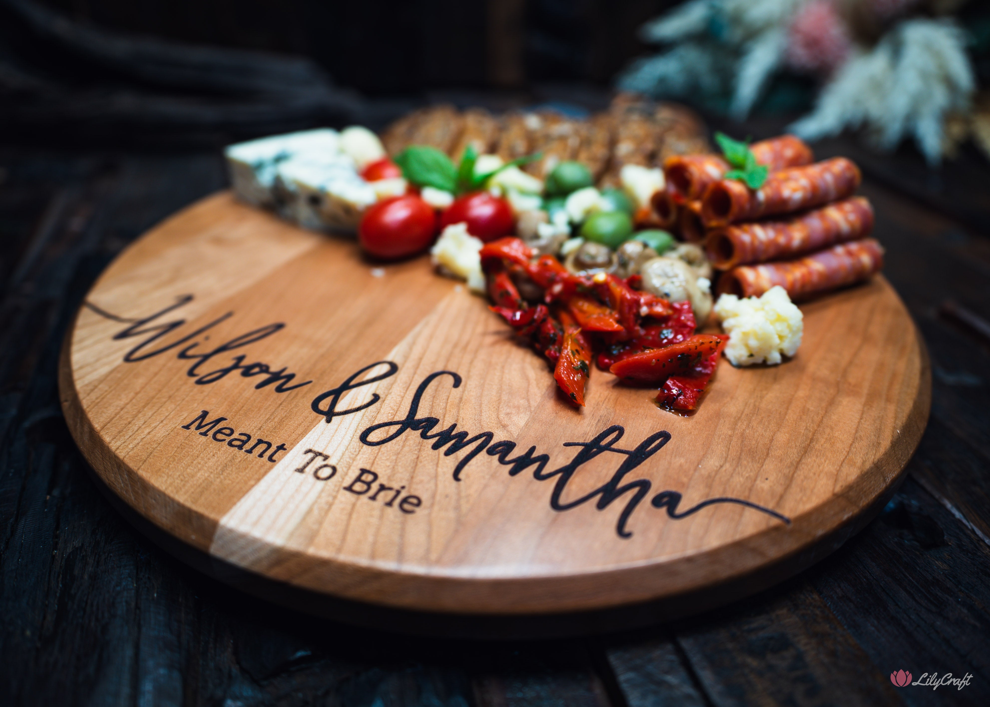 cherry wood cheese board personalised