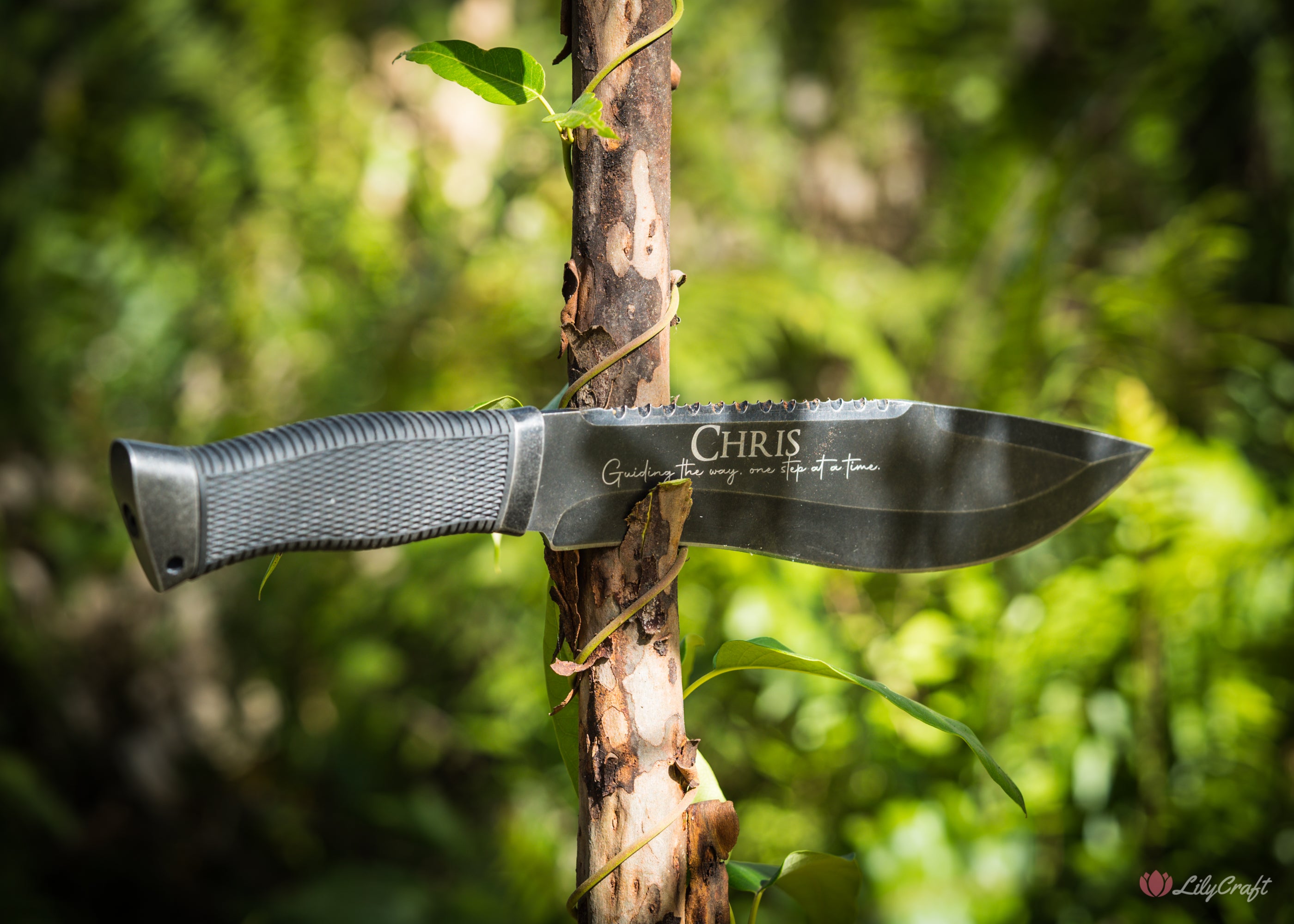 engraved survival machete gift