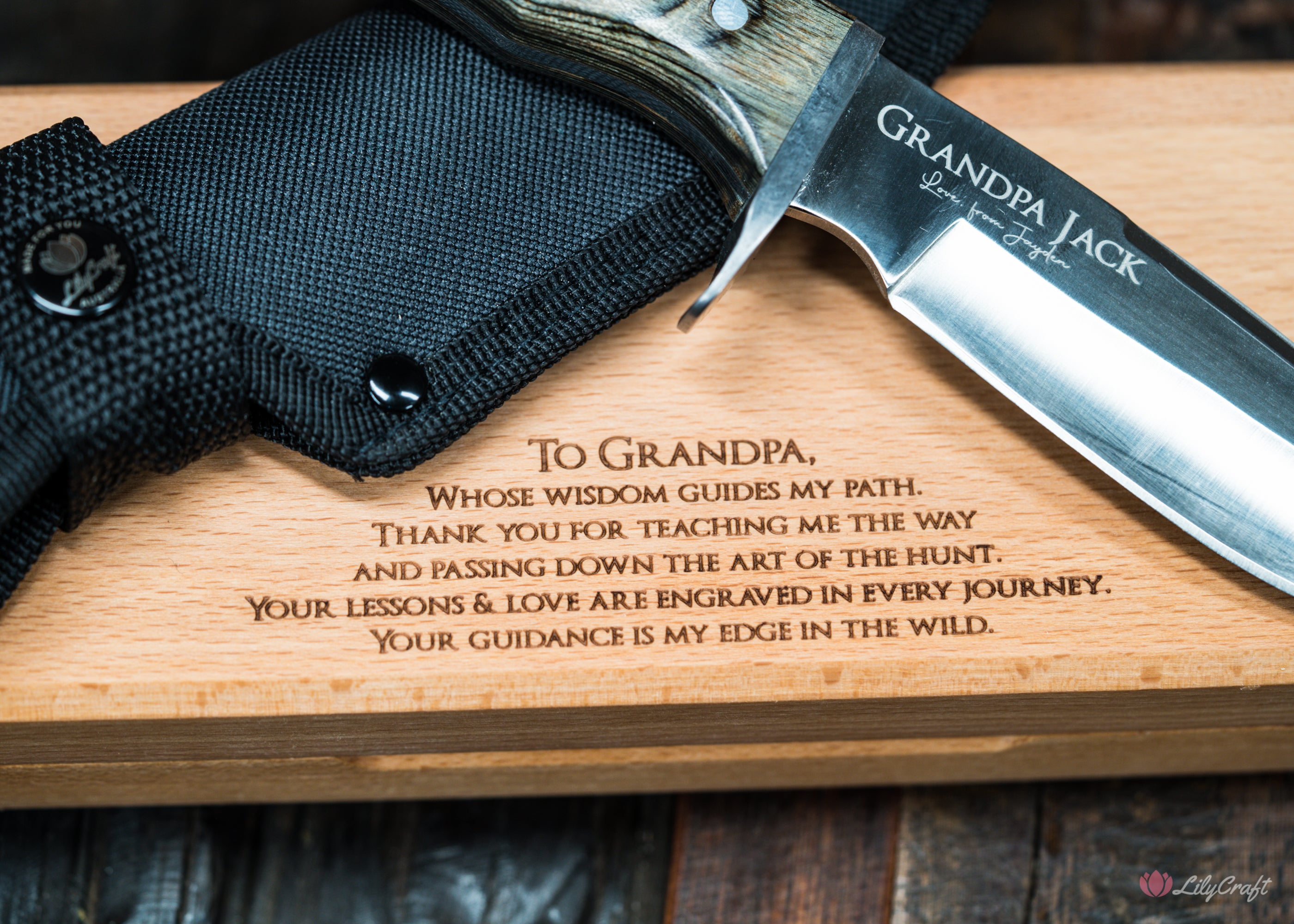 personalised hunting knife gift for him knife with wooden gift box