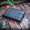 black pebbled leather slim men’s wallet with rfid