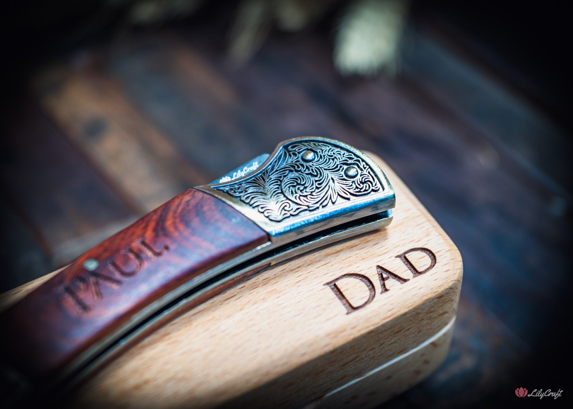 mens folding knife gift personalised handle