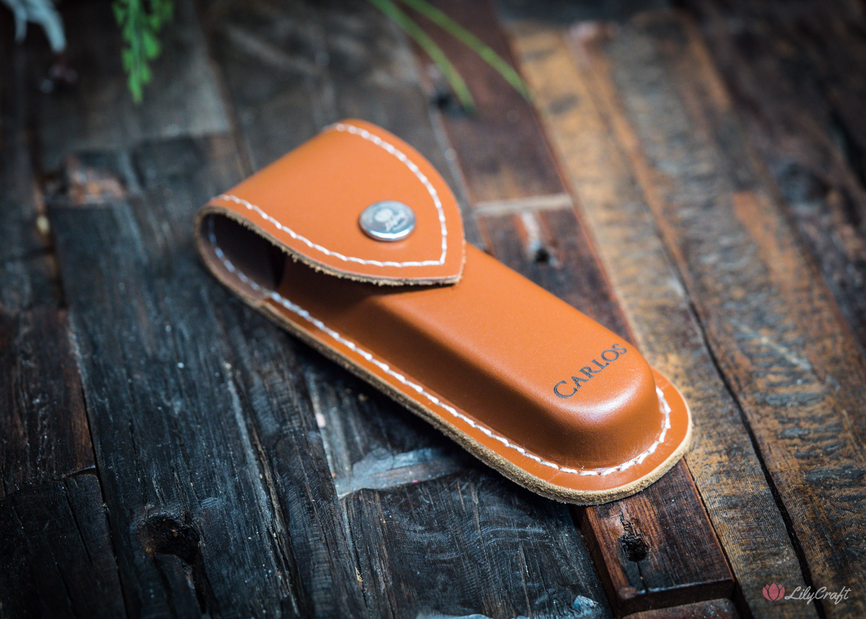 personalised leather pocket knife pouch