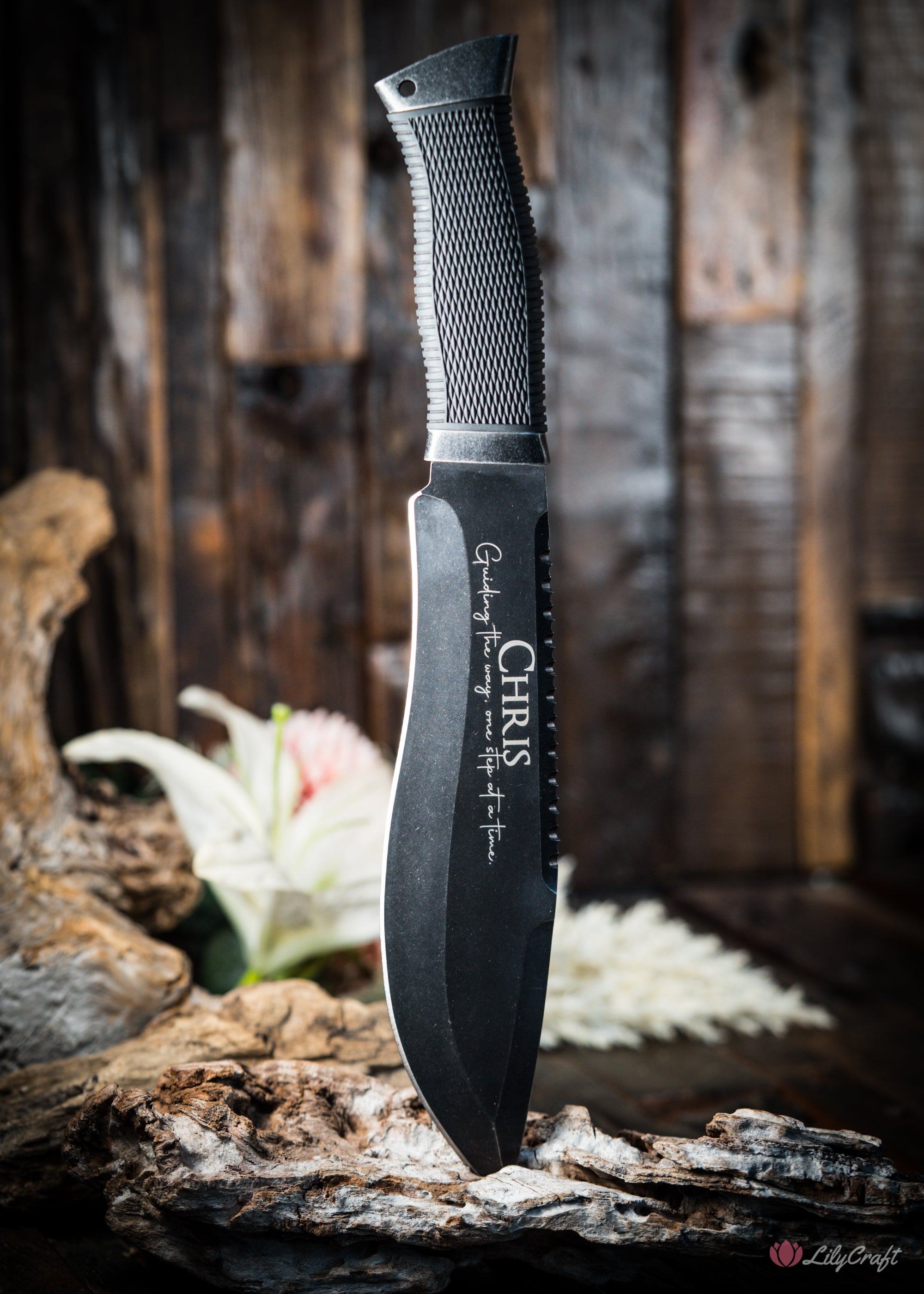 large hunting knife and survival knife machete