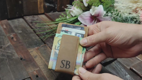 Money Clip Wallet - Genuine Leather Mens Card Wallet