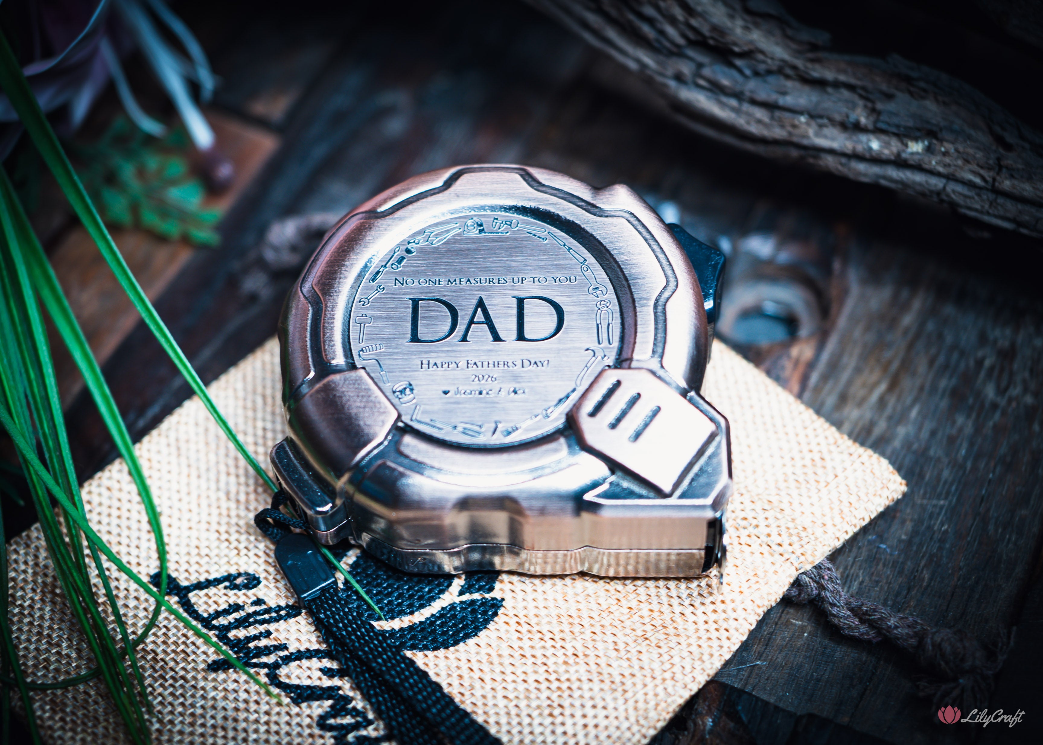 engraved tape measure gift for dad personalised