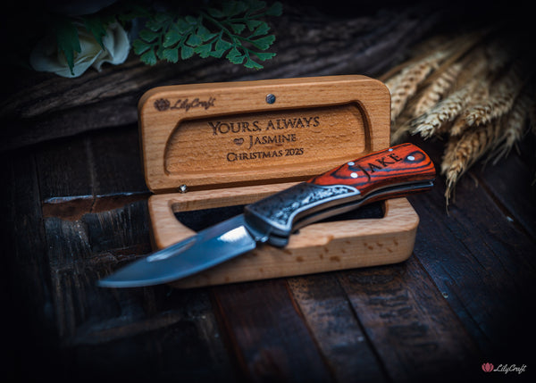 Gentleman’s Pocket knife gift for him with optional engraved wooden box