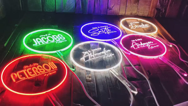 Minimalist Wedding Cake Topper - Glowing Neon Cake Toppers