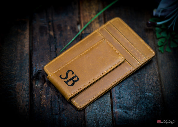 engraved leather wallet for men