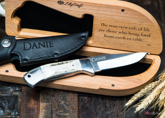 hunting knife with leather sheath australia