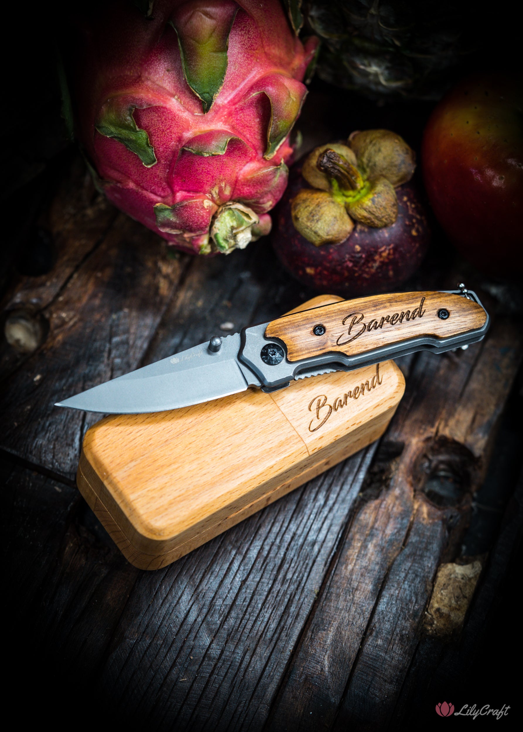 wooden handle engraved pocket knife australia