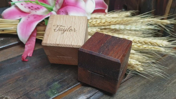 Engagement Ring Box. Wooden Engraved Wedding Proposal Ring Box.