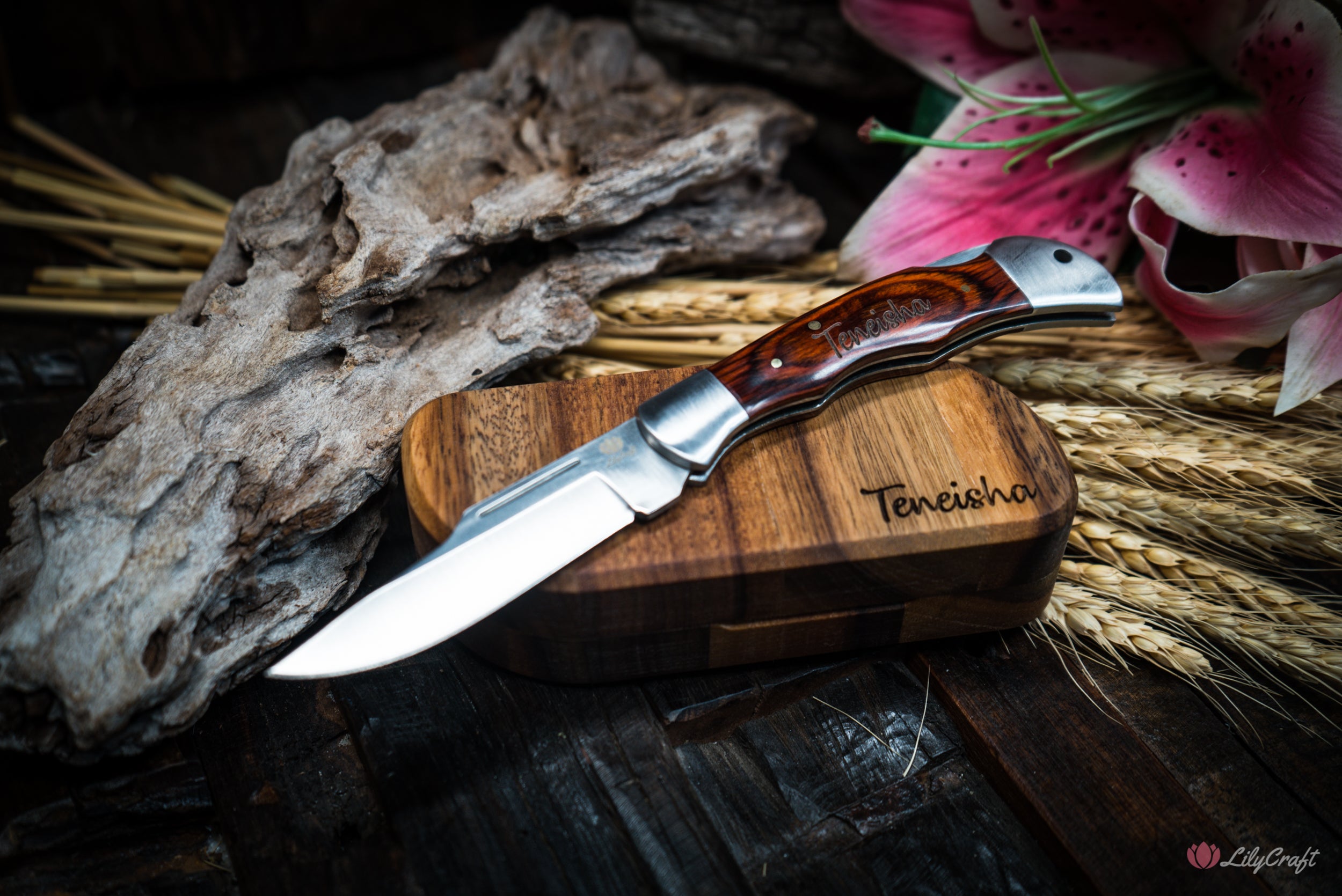 Personalised Wooden Handle Pocket Knife