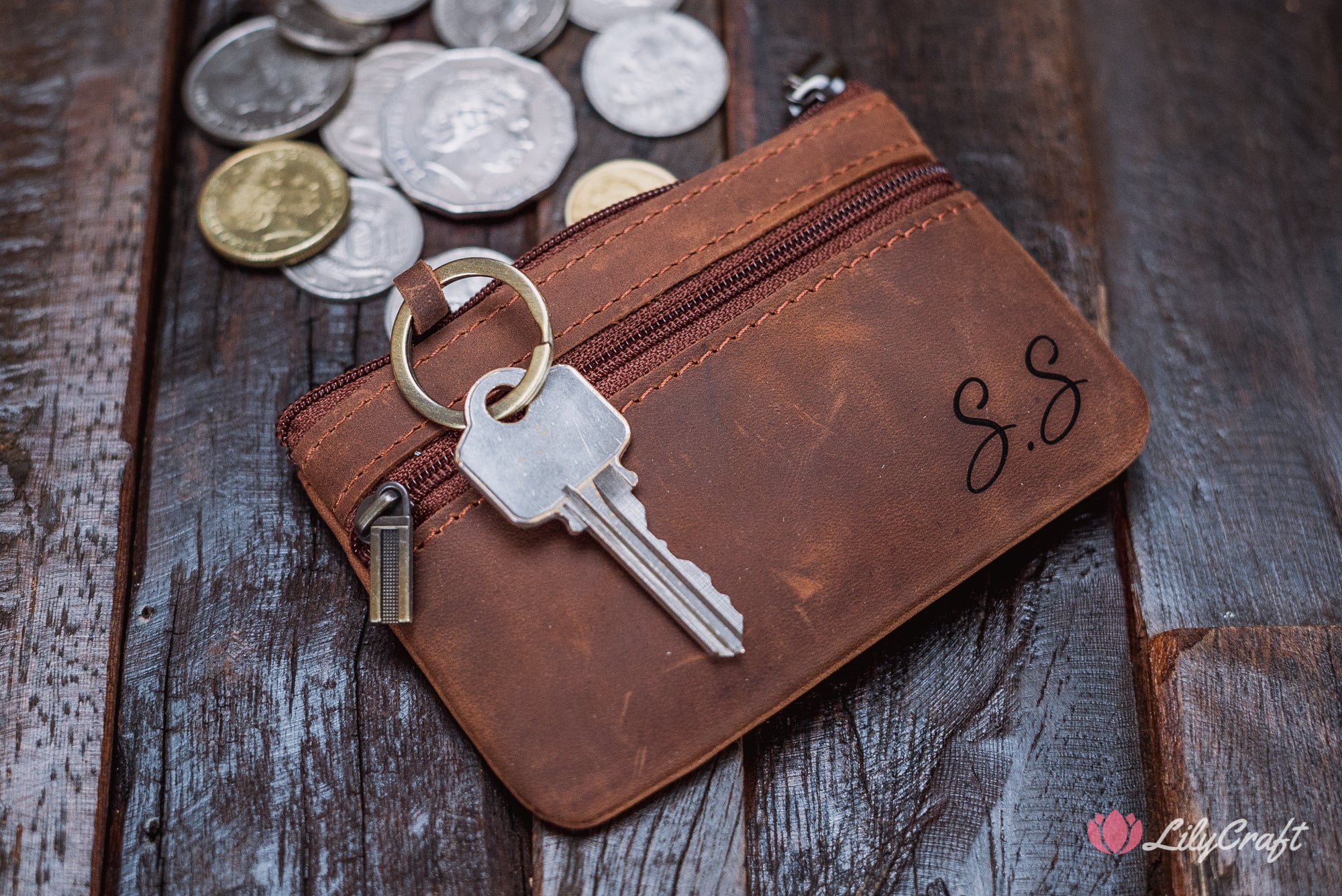 Mini Leather Coin Purse Keychain Multi Zipper Clutch Wallet - Temu United  Arab Emirates