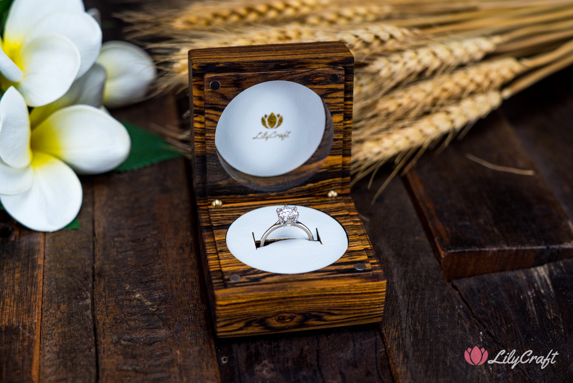 Bocote luxury engagement wooden ring box. Personalized wooden ring box. Custom Engagement ring box