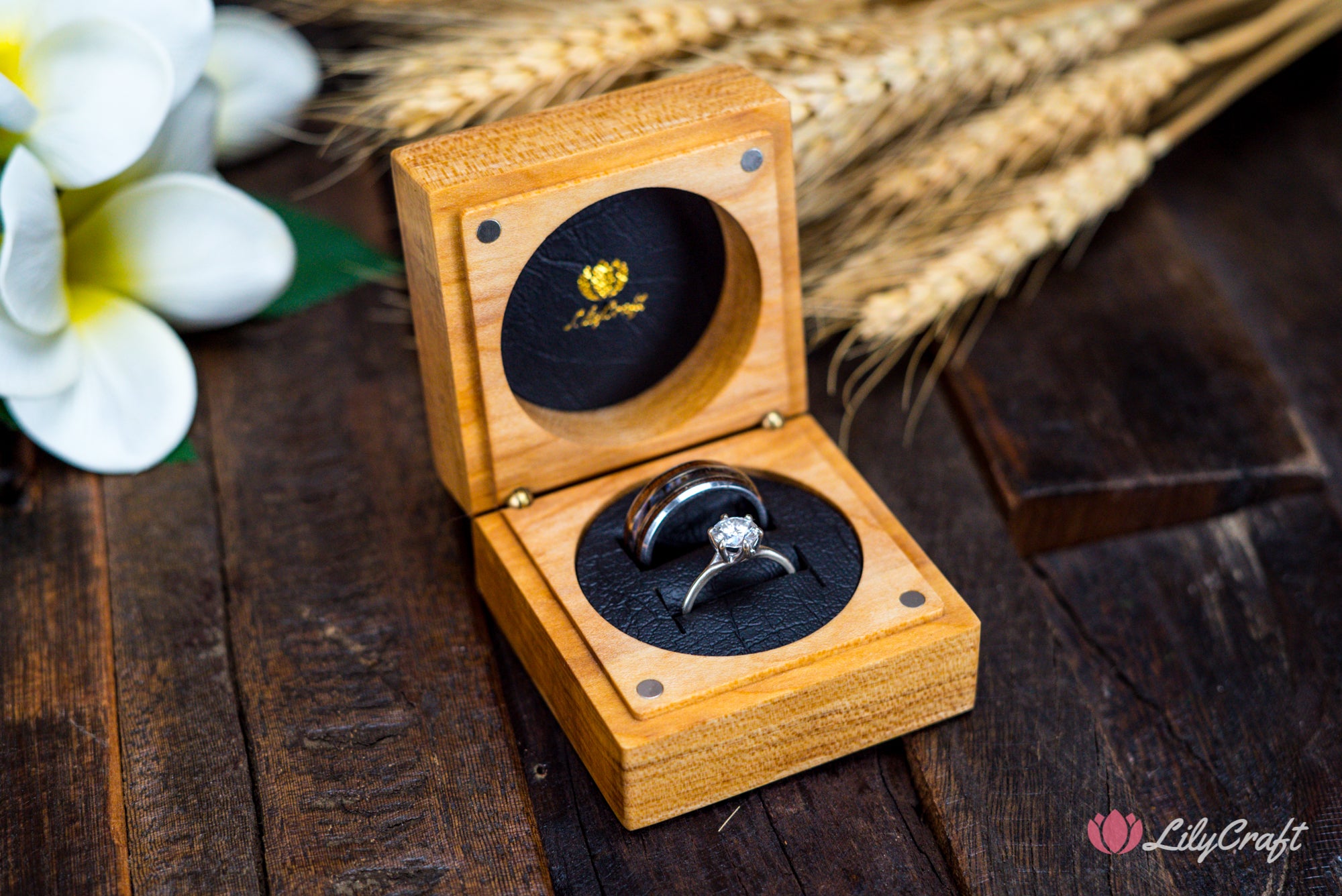 wooden wedding ring box double ring box