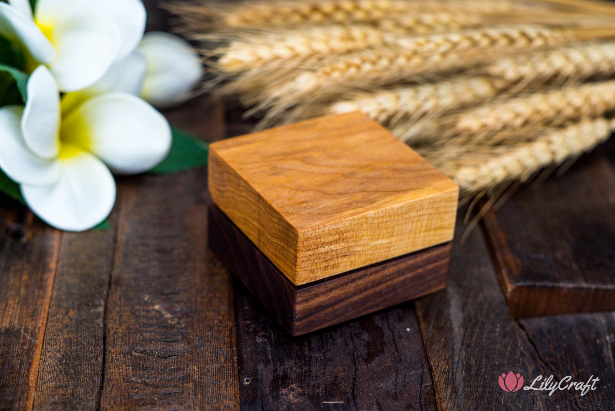 wedding ring box light and dark wood