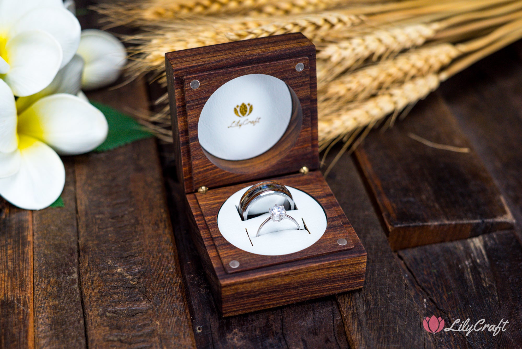 double personalized wedding ring box
